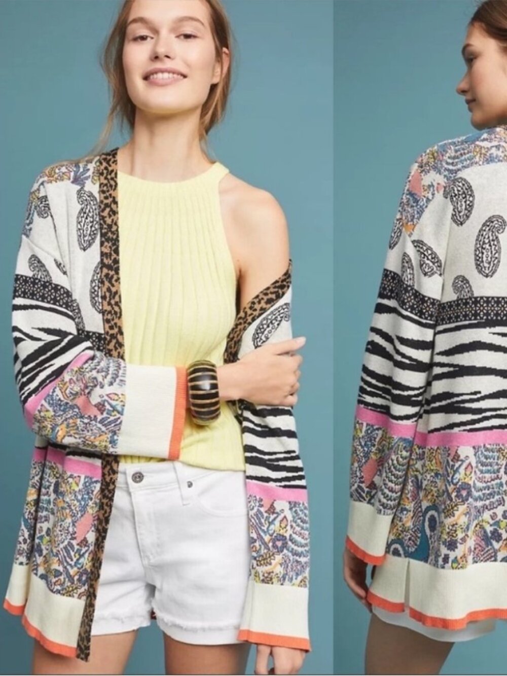 Anthropologie BRICOLAGE Animal Print Cardigan Size S